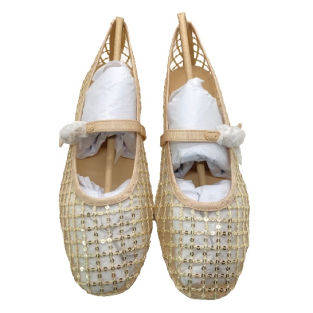 J. Crew Beige and Gold sequin Women's Flats 7 - Picture 6 of 8